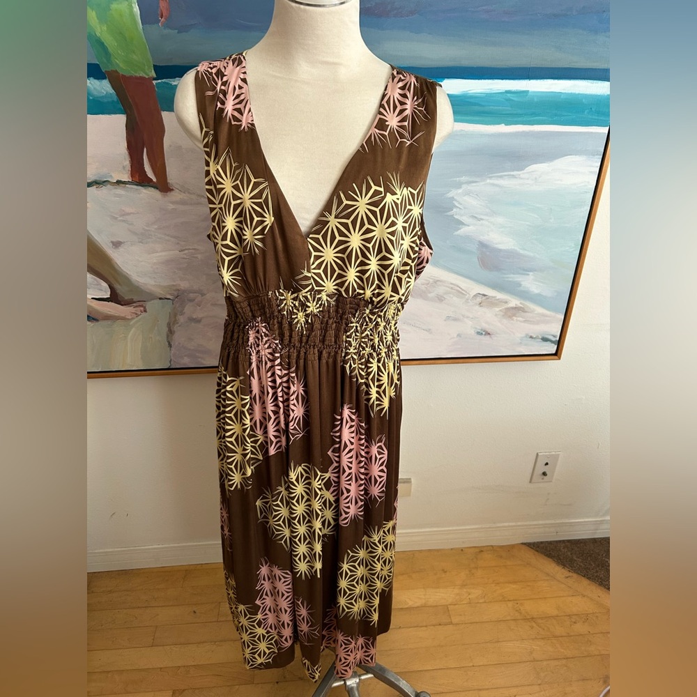 HARARI Silk V-Neck Dress, Sz L